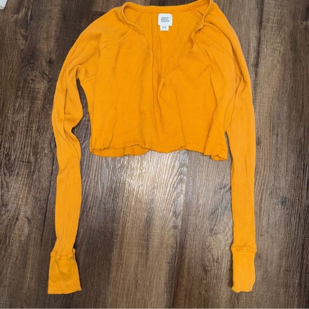 Urban Outfitters BDG Golden Waffle Notch Neck Crop Top